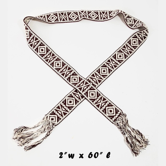 Boho Pattern Braided Belt 60” available in Black or Brown - Picture 2 of 6